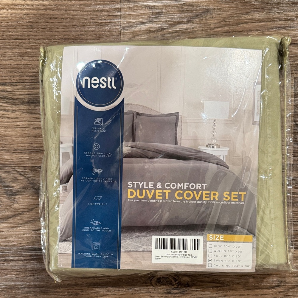 NWT Nestl Sage Twin Duvet Cover Set